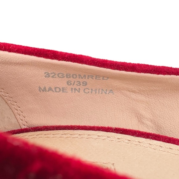 Topshop Womens 6 Red Velor Velvet High Heels Stilettos Pumps Closed Point Toe - Picture 8 of 8